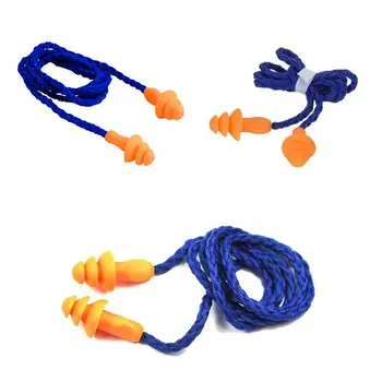 

High Quality 10pcs Reusable Soft Corded Silicone Comfort Blue Sleep Ear Plugs Durable Practical Convenient Hearing Protection