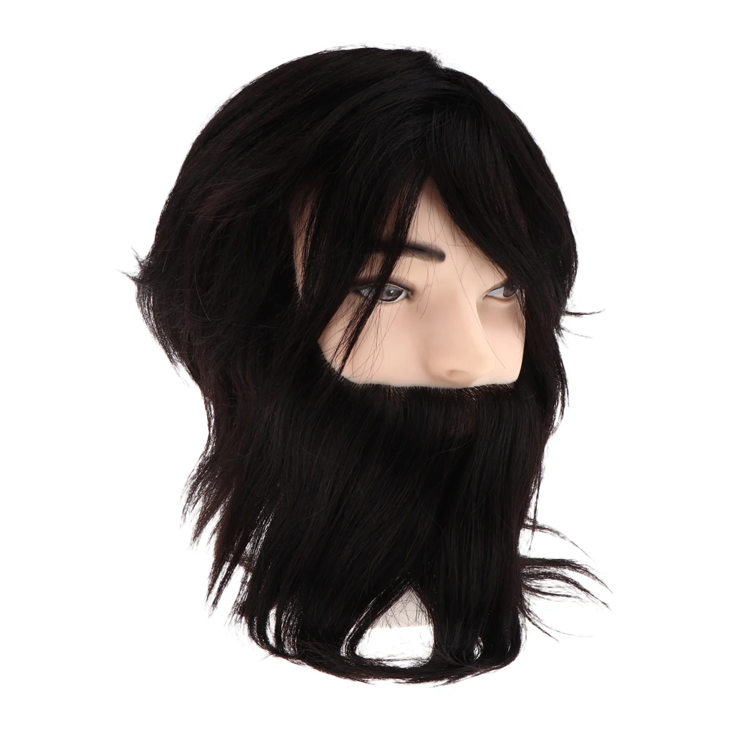 

20cm Male Mannequin Head with Beard, Cosmetology Mannequin Training Head (black)