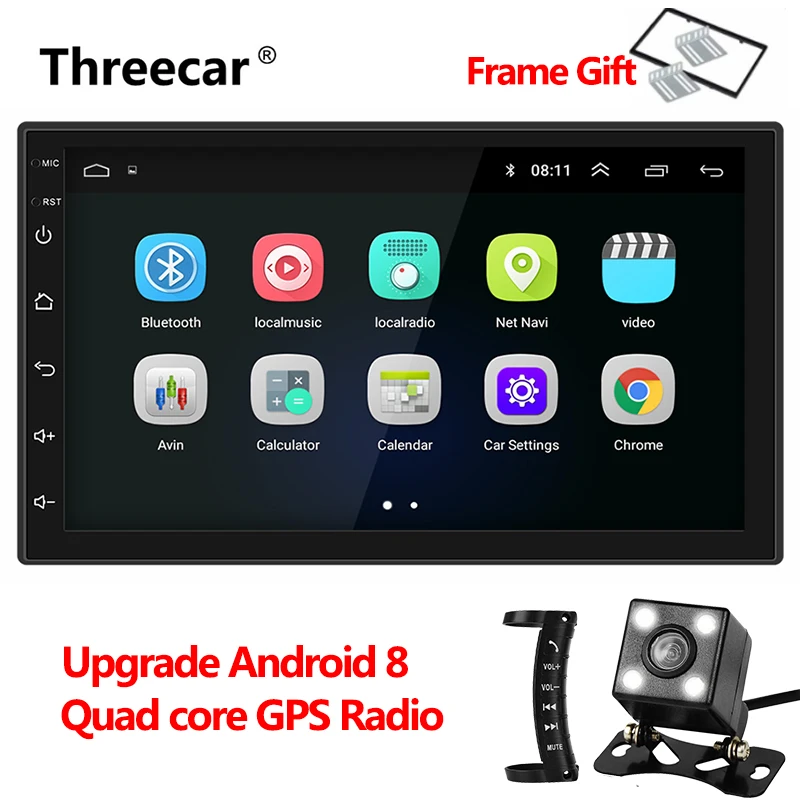 

Car Radio Android 8 Universal 7'' Touch screen GPS Navigation 2 Din MP5 Player Bluetooth WiFi Wheel Director Rear View Camera