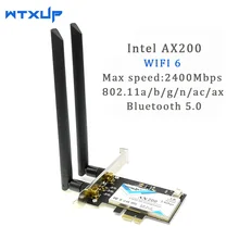 Беспроводная сетевая карта AC AX200 802.11ac/ax 2400 Мбит/с PCI-E 1X 16X Wi-Fi сетевая карта для Intel AX200NGW Wi-Fi 6 Bluetooth 5,0 Mu-mimo