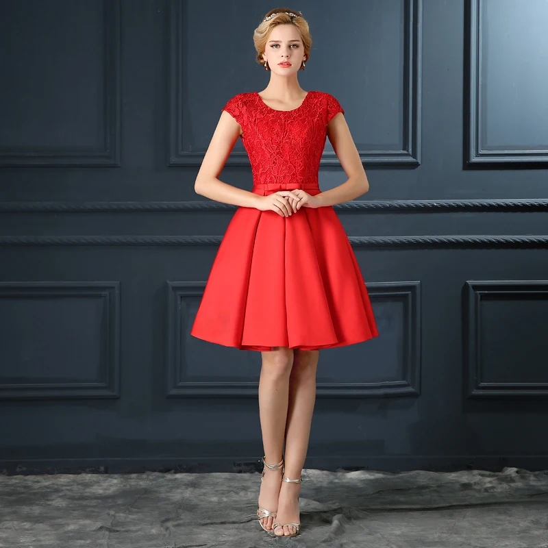 Image of short sleeve knee length cocktail dresses