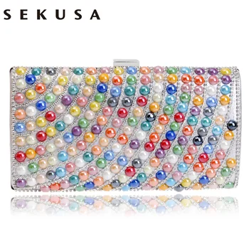 

SEKUSA Newest Hot Ceramics Candy Mixed Women Evening Bags Day Clutches Purse Handbags With Chain Shoulder Messenger Evening Bag