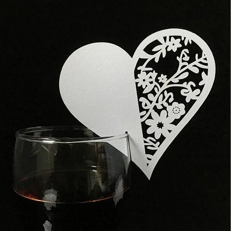 10 Color 50pcs Laser Cut Love Heart Paper Place Card  Escort Card  Cup Card Wine Glass Card For Wedding Decoration Favors (3)