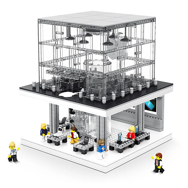 

Diy Building Blocks Creator City Street View Apple Flagship Store Lighting Version Model Compatible with Legoingly Toys Gift