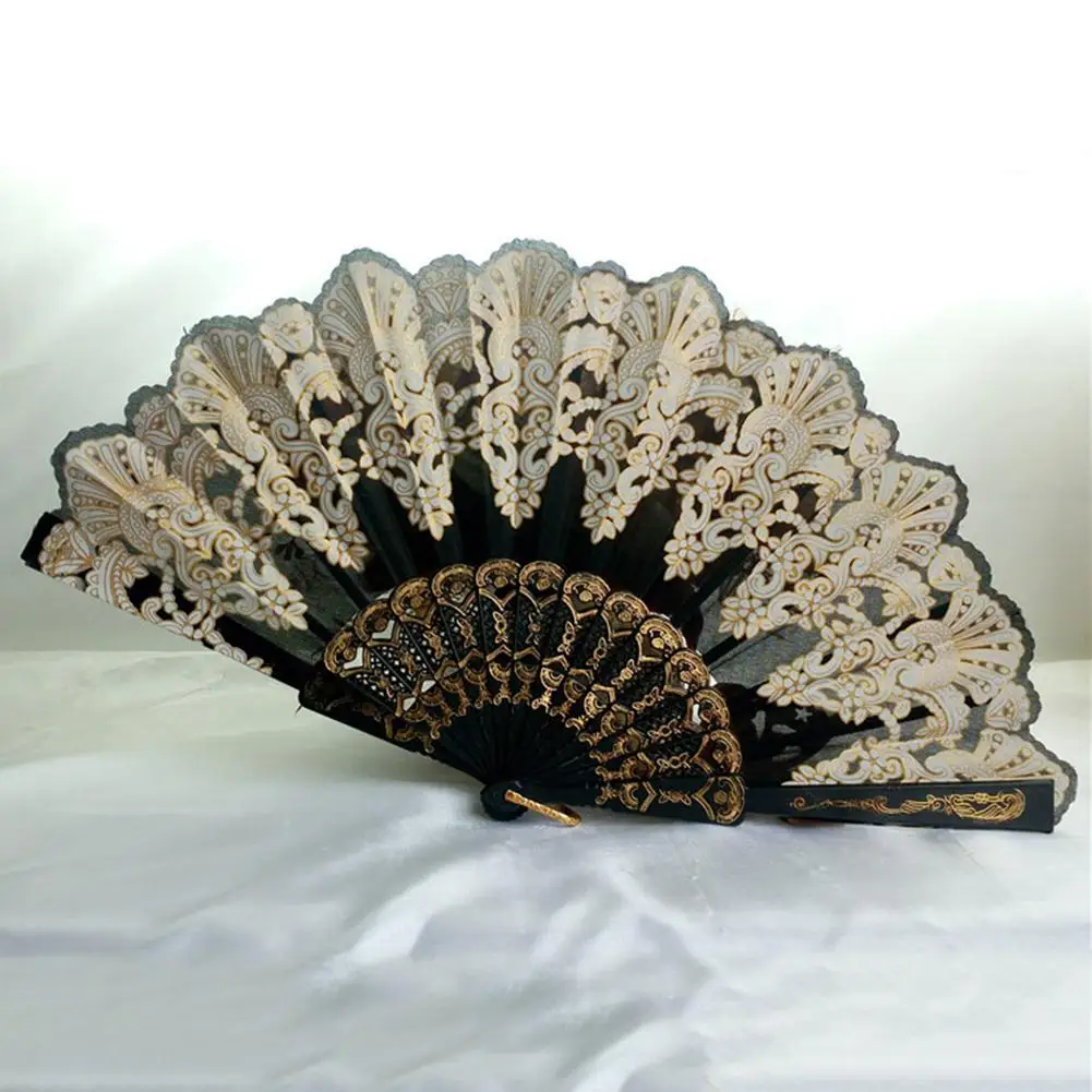 

Spanish Style Dance Party fan Weddings banquets parties dance performans Silk fan Folding Held Flower Fan Lady Folding Hand Fan