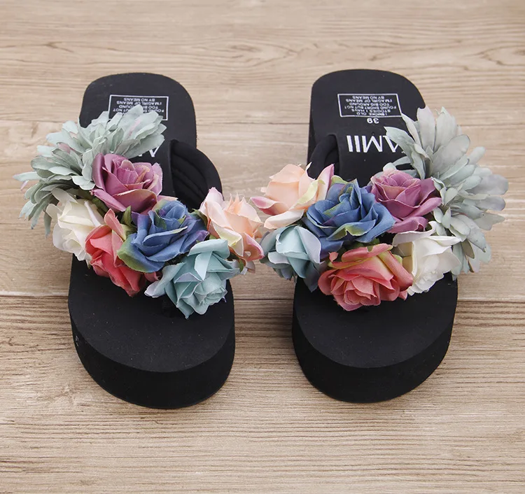 2016 Summer Roses Womens Comfort Sandals Sale Non-slip Fashion Beach Shoes Cheap Flip Flops Slippers45