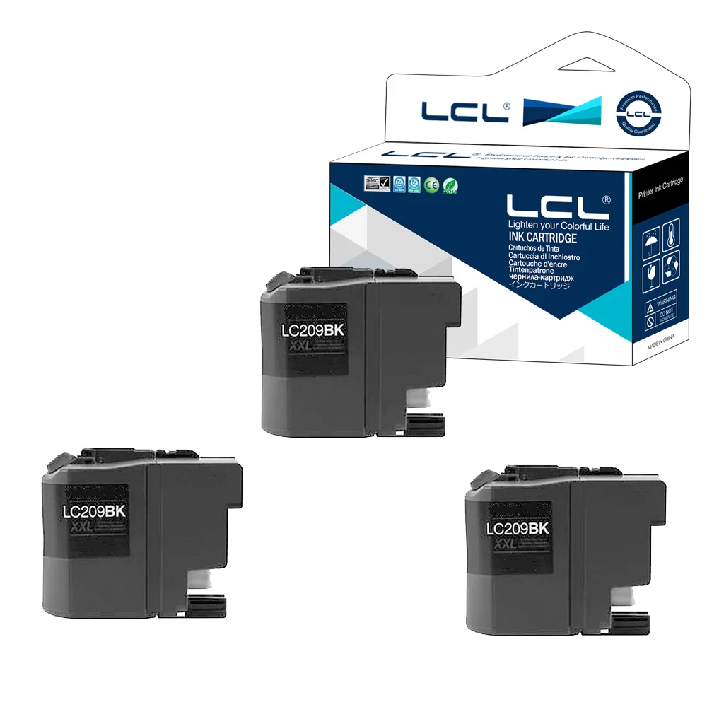 

LCL LC209 LC209BK XXL LC 209BK (3-Pack Black) Toner Cartridge Compatible for Brother MFC-J5520DW/J5620DW/J5720DW