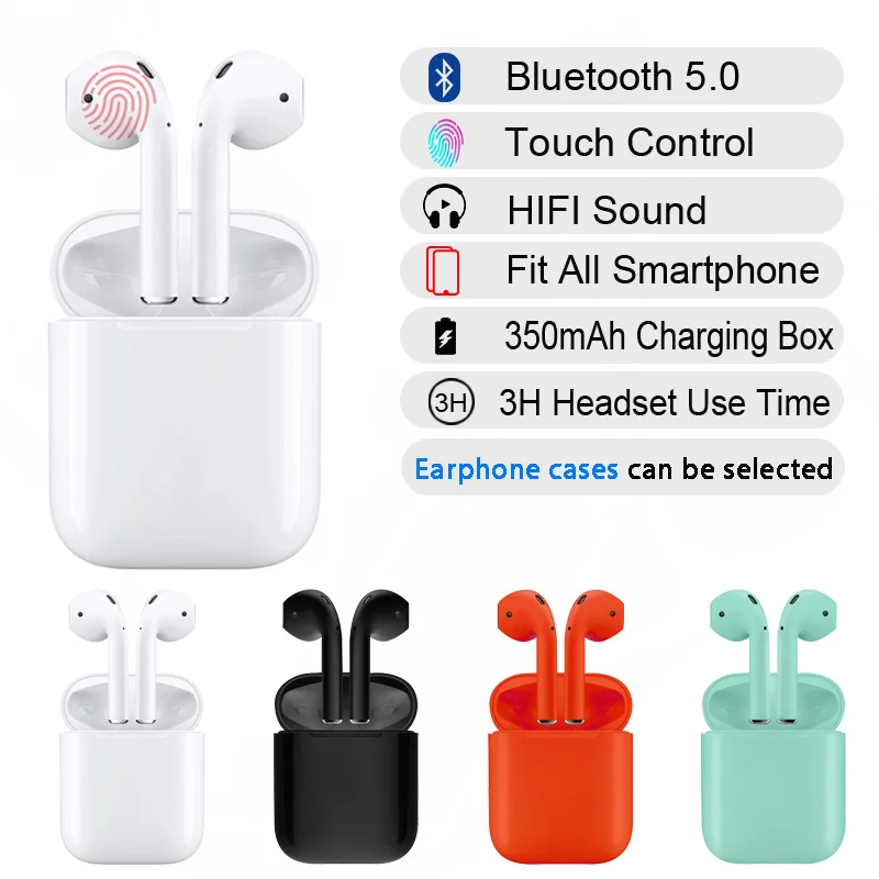 

Bluetooth 5.0 Earbuds 1:1 i12 TWS Wireless Bluetooth Earphones With Touch Control Noise Canceling Auto Pairing For Apple iPhone