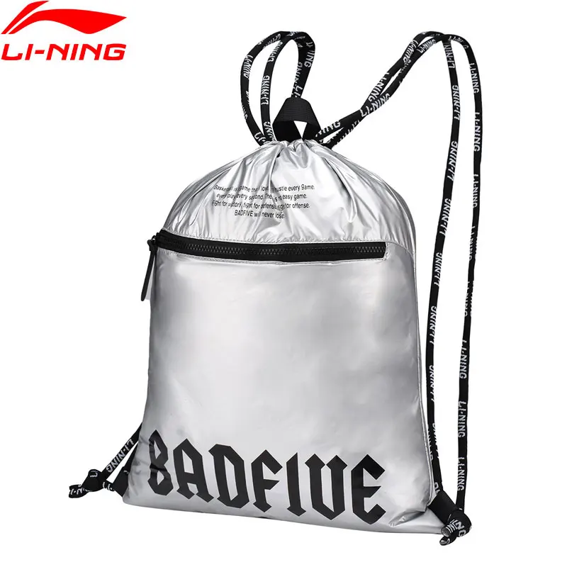 Li Ning Unisex BAD FIVE Basketball Bags Polyester Classic Adjustable String Sliver LiNing Sport