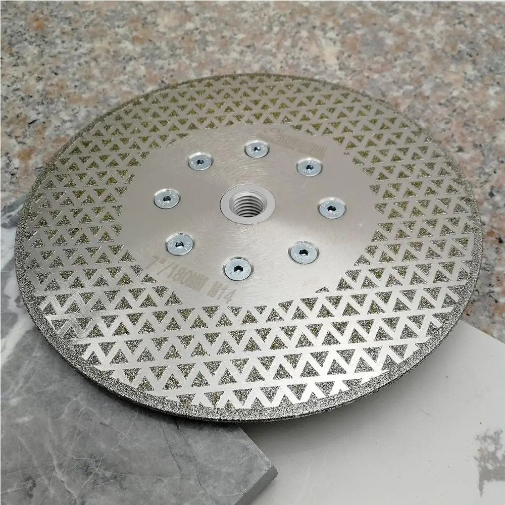 2pcs 7"/180mm Electroplated Diamond cutting & grinding discs for marble & granite with M14 Flange Free-shipping