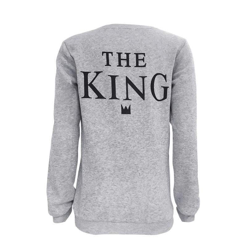Футболка с надписью King Queen светло серый свитер капюшоном|blouses for couples|king queen couplehoodie