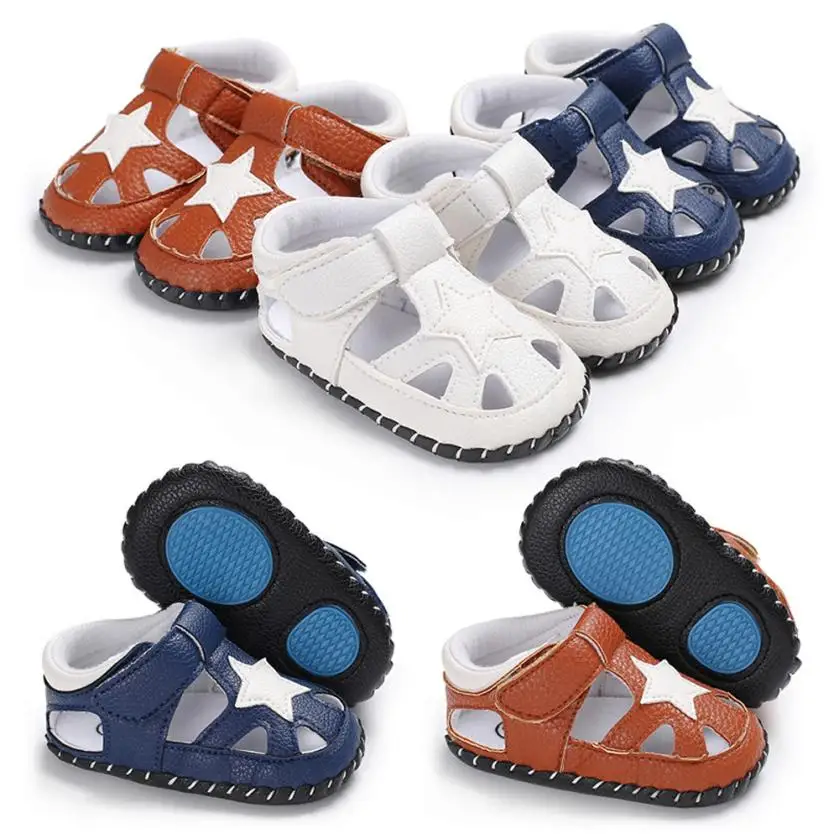 

TELOTUNY 2018 summer baby boys Sandals ShoesToddler Boy Star Crib Shoes Newborn Soft Sole Anti-slip Baby Sneakers 5.4