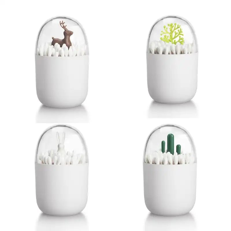 Q Tip Holder Cute Plastic Toothpick Box Cactus Tree Rabbit Deer Organizer Q Tip Holder Plastic Box Organizerbox Organizer Aliexpress