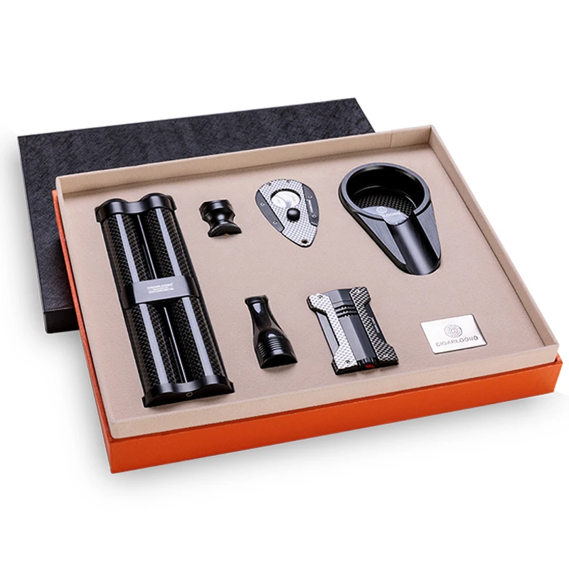 

Cigar set ashtray lighter cigar tube cigar drill cigar cutter cigarette holder 10 sets of smoking set CL-T302