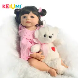 KEIUMI Кукла Reborn 55 см 22 дюймов полный силиконовые виниловые куклы Reborn Младенцы для маленьких девочек модные Друзья детей настоящая принцесса
