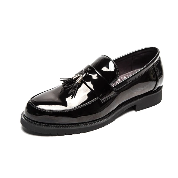 DXKZMCM/официальная обувь; мужская обувь на плоской подошве; повседневная мужская обувь в британском стиле; оксфорды для вечеринки; свадебные модельные туфли для мужчин - Цвет: Patent leather Black