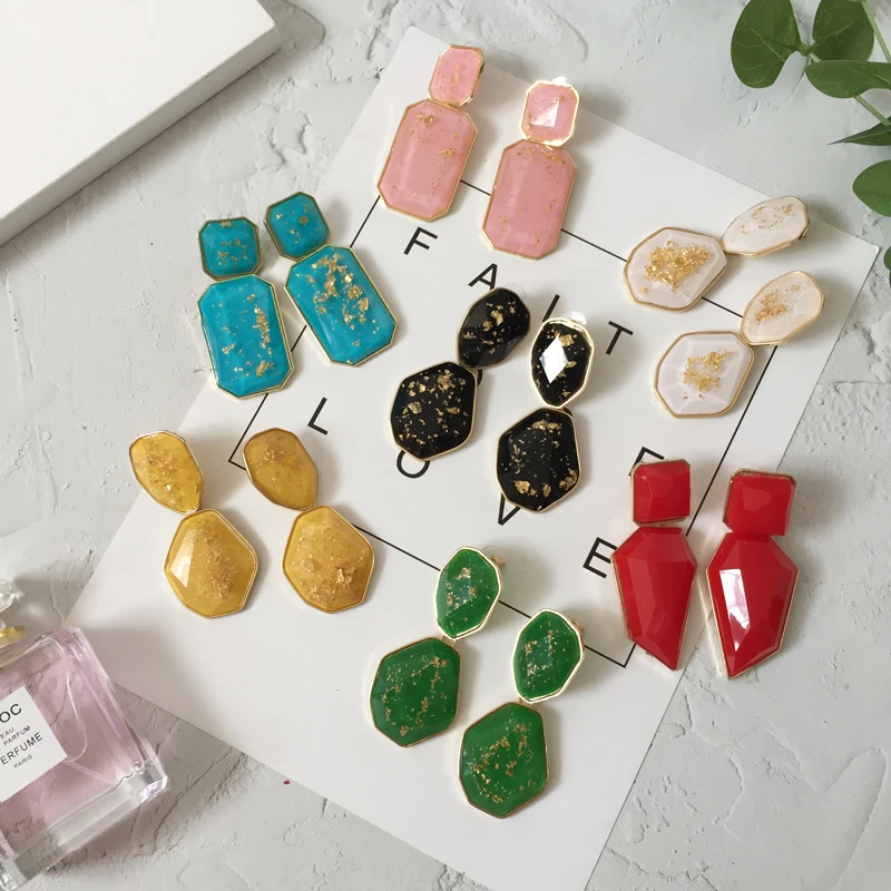 

Ztech New Tide 2019 Za Geometric Boho Big Crystal Stone Drop earrings for women Statement Wedding Party Jewelry Christmas Gifts