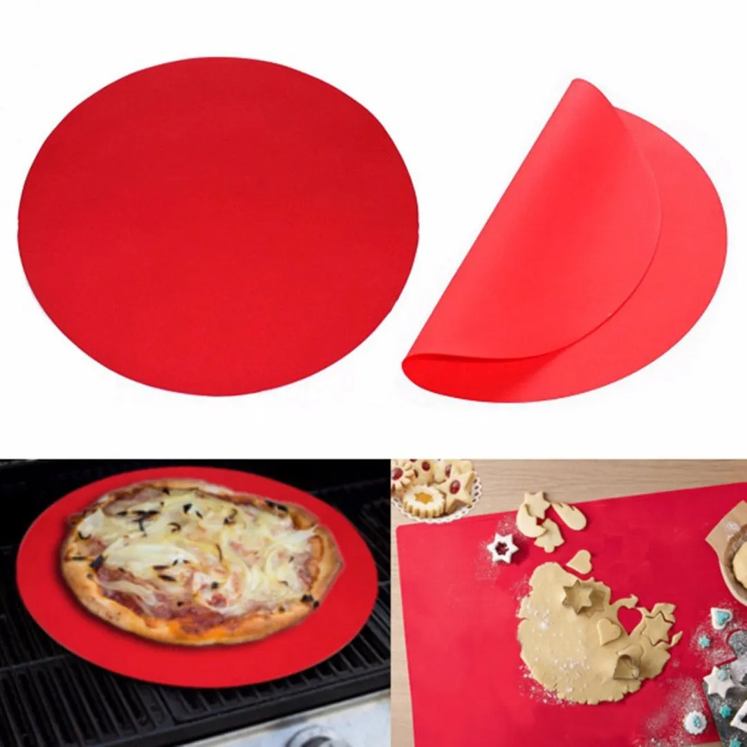 JX-LCLYL 30cm Silicone Round Baking Mat Oven Microwave Cookie Pizza Pastry Sheet Pad New