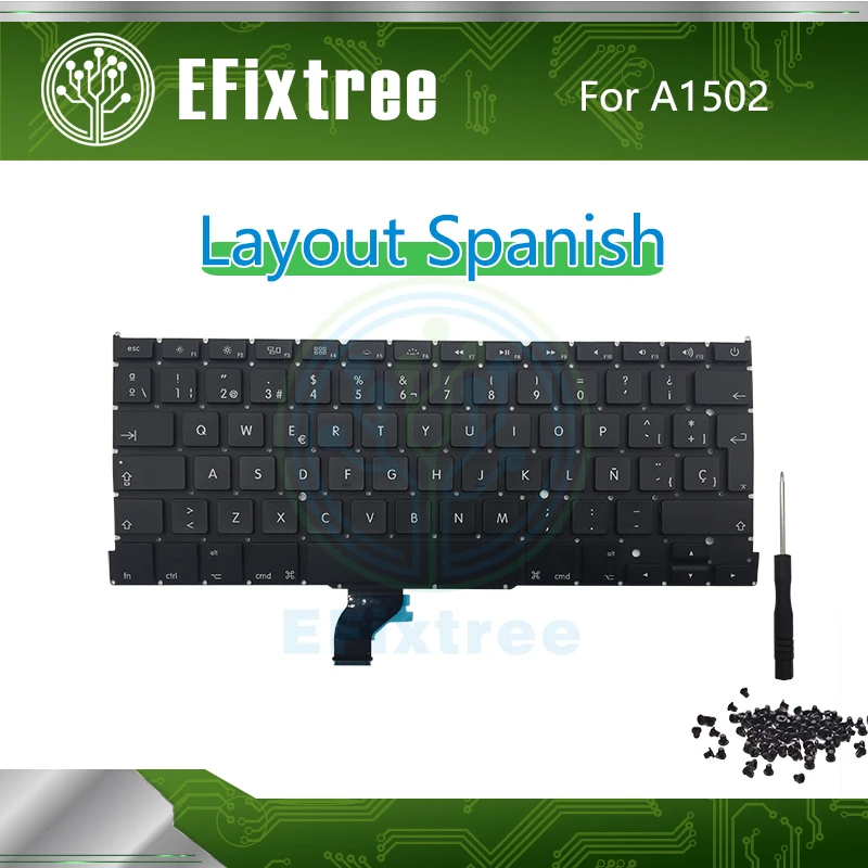 

New Spanish A1502 Keyboard Replacement For Macbook Pro Retina 13" A1502 Layout 2013 2014 2015 EMC2678 EMC2875 EMC2835 Spanish
