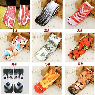 

Retro Hot 3D Printed Skeleton Socks Cute Animal Cat Carton Character Dollar Bill Skull Foot Funny Socks Women hot selling