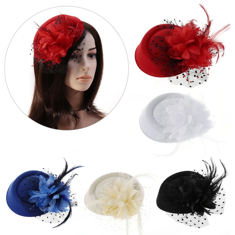 Очаровательные головные уборы повязка на голову женские перья цветок невесты аксессуары для волос Свадебные Заколки Для Волос