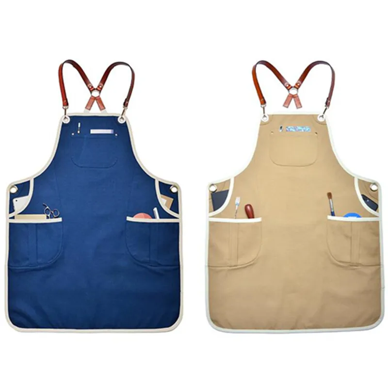 Canvas Apron Crossback Leather Straps E20-6
