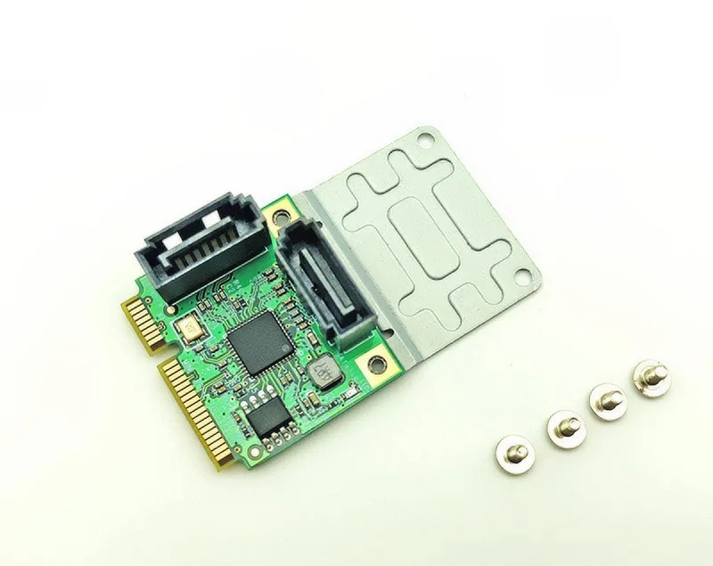 Mini PCIe PCI-e to 2 port SATA 3.0 Expansion Card Support HDD SSD Adapter ASM1061 Chipset 6Gbps Rate for Computer | Компьютеры и офис