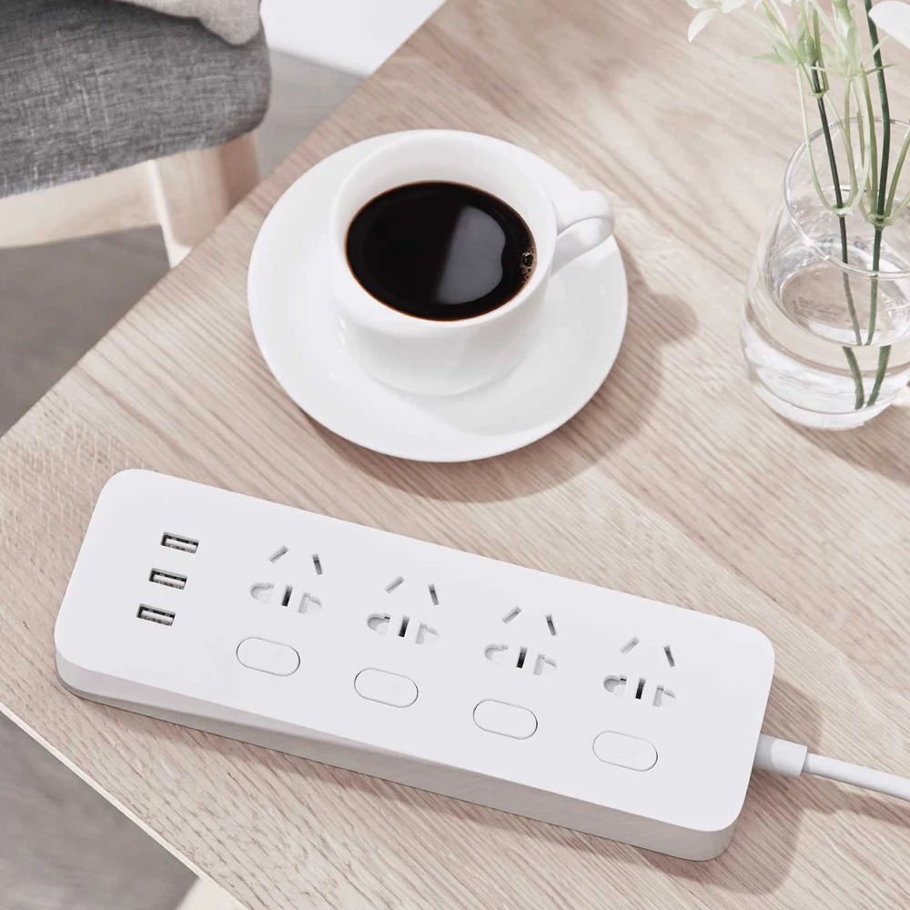 100% Xiaomi розетка Mijia силовая полоса розетки 4 индивидуальное управление 3 USB 5V 2.1A