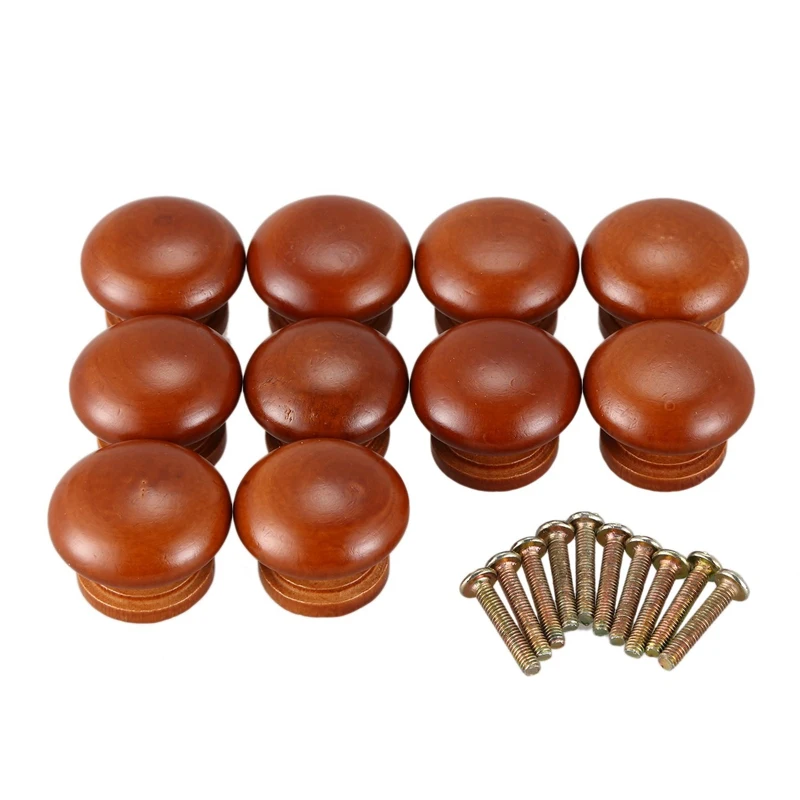 

10Pcs/Lot Wood Knobs Wooden Cabinet Drawer Handles Wardrobe Door Pull Handle For Furniture Cabinets Wood Handles With Screws