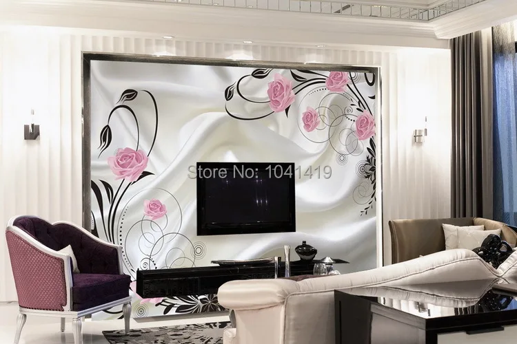 Пользовательские фото обои Большая фреска диван ТВ фон обои современный минималистский Искусство розы Декор настенной росписи для гостиной