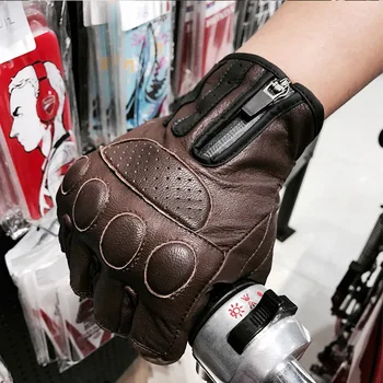 

Men's Motorcycle Leather Half Finger protection Glove Bike cycling glove