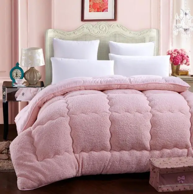 Одеяло s хлопок одеяла в стиле пэтчворк австралийская овечья шерсть теплое одеяло верблюжье одеяло утолщенное теплое пуховое одеяло зимнее одеяло королева король - Цвет: pink