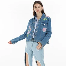 

Women Autumn Denim Jackets Casual Embroidery Solid Cotton Button Coats Feminine Femme Blusas Lady Unique Individual Style Wear