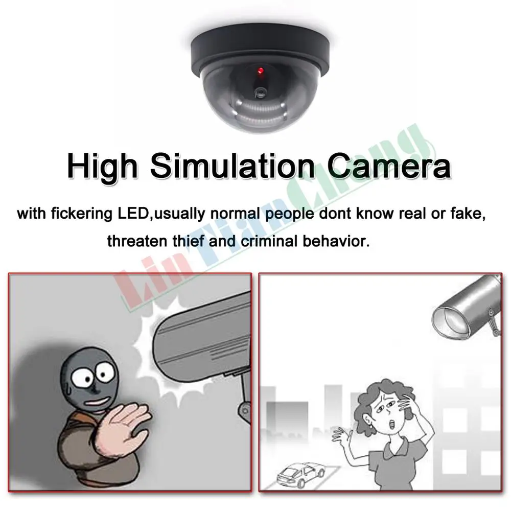  LINTIANCHENG 4pcs Dummy Camera Dome outdoor With LED Light imitation security Fake ip Camera CCTV s - 33029353787