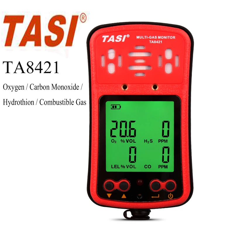 

TA8421 Multi-Gas Monitor Oxygen / Carbon Monoxide / Hydrogen sulfide / Combustible Gas tester With Sound Alarm Gas detector