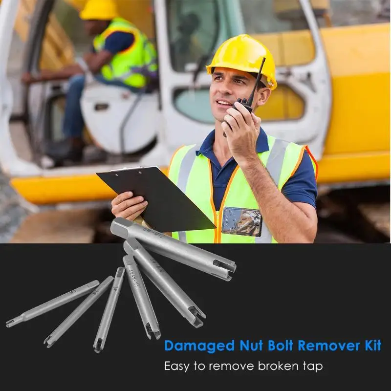 6pcs Damaged Nut Bolt Remover Kit Stud Extractor Bolt Screw Remover Steel Broken Head Taps Remover