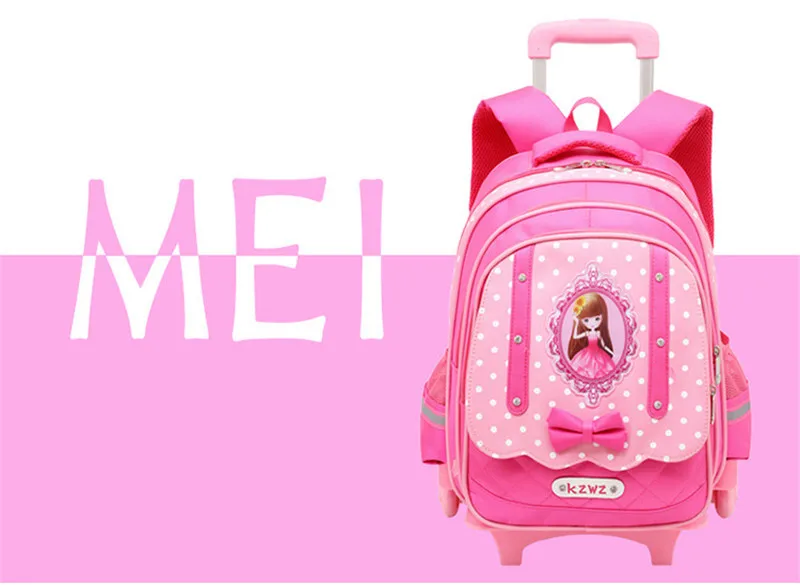 Багаж сумки для малыша девушки Тележка школьный рюкзак сумка на колесах для школы сумка тележка на колесах школы прокатки рюкзаки