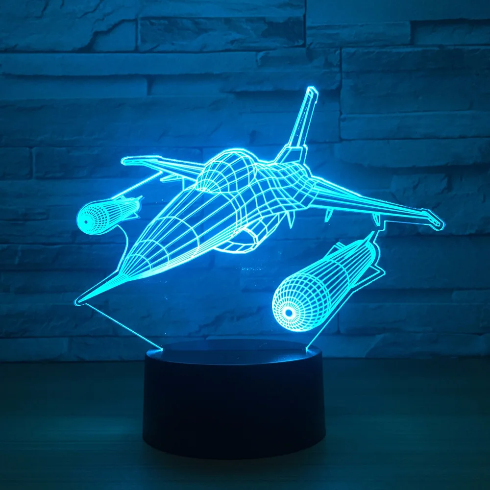  New Warplane Aircraft 3D Night Light Table lamp Multi Colors Jet plane with USB Power Decor Birthda - 32885745817