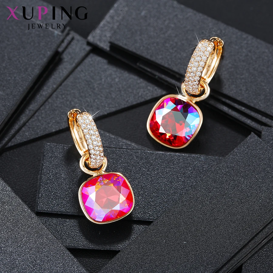 Xuping jewelry brincos de luxo, cristais requintados