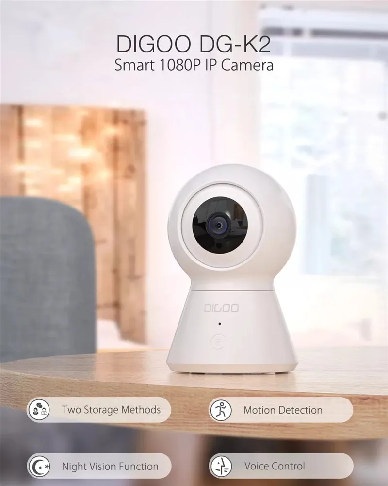 DIGOO DG-K2, 1080 P, PTZ, ip-камера безопасности, TF карта, облачное хранилище, поддержка для умной жизни, приложение Tuya, Alexa, Google, умное Голосовое управление