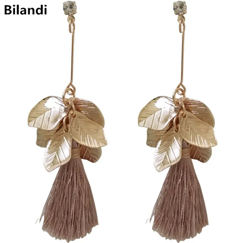 

Fashion Stylish Leaves Sweet Thread Tassel Earrings For Woman Jewelry