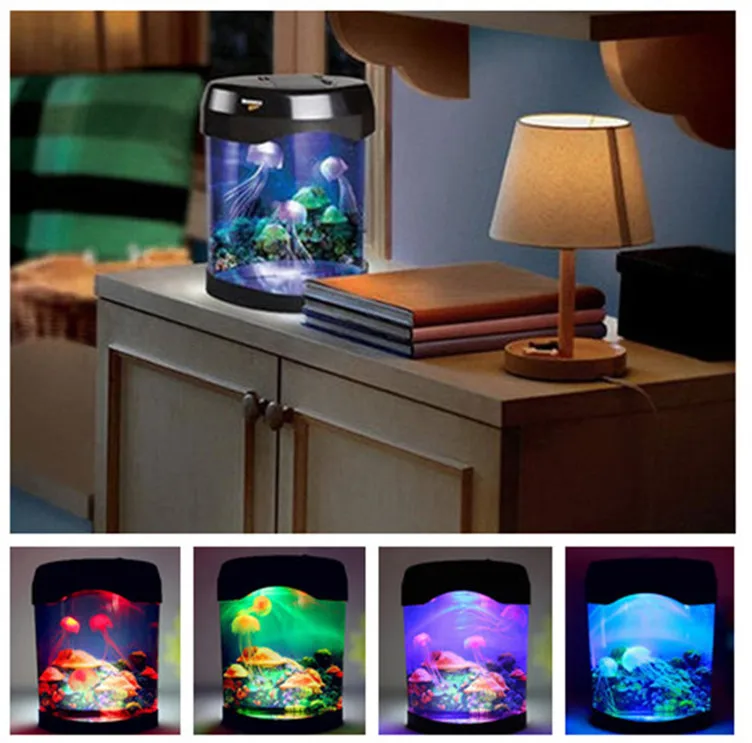 Colorful LED Jellyfish Tank Sea World Swimming Mood Lamp Night Light