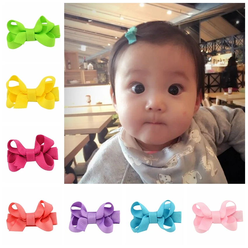 20pcs/lot Baby Hair Accessories Girls Hair Clips Small Ribbon Bow