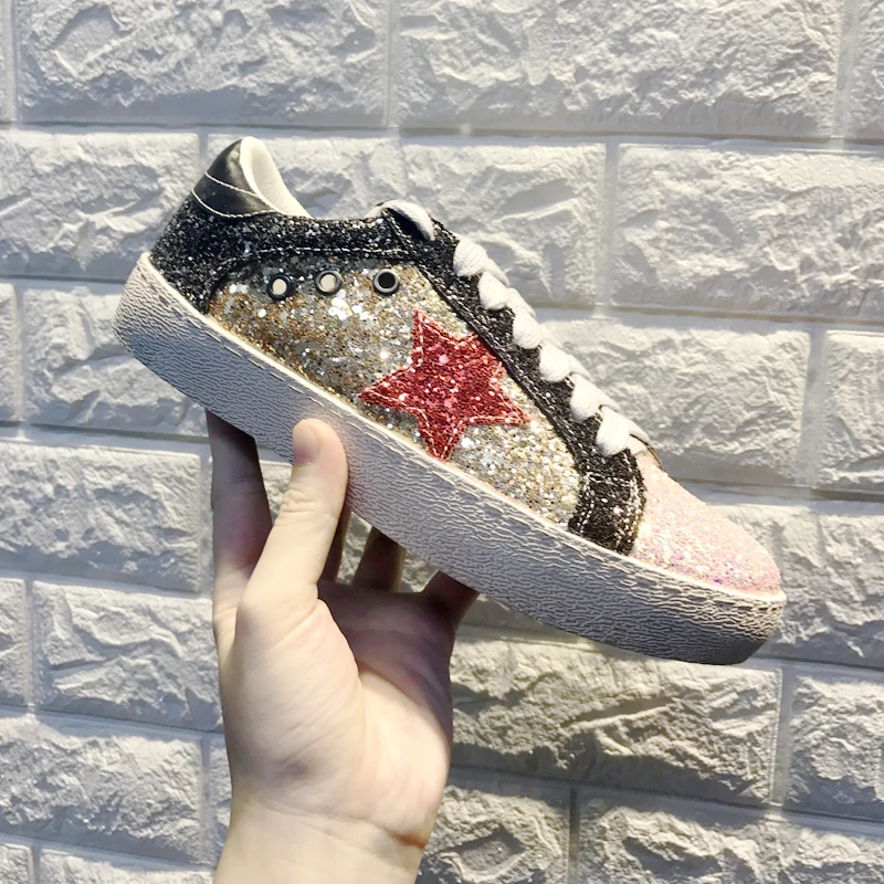 

Women Autumn Spring Leopard Print Loafers 2018 Golden Sequins Star Flat Shoes Leather Moccasins Female Glitter Shining Trainers