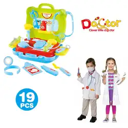 19 предметов, для детей, с проектом героев из ролевая игра врач-медсестра игрушка Медицинский Набор жесткий футляр для переноски безопасные