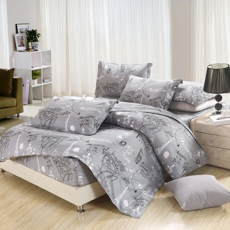 

Cartoon Reactive Print 4Pcs bedding sets luxury include Duvet Cover Bed sheet Pillowcase,King Queen Full size,Free shipping
