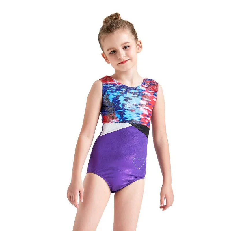 Г., детский Камуфляжный костюм для гимнастики, для девочек, с бриллиантами, в форме сердца одежда для занятий балетом, костюм, одежда