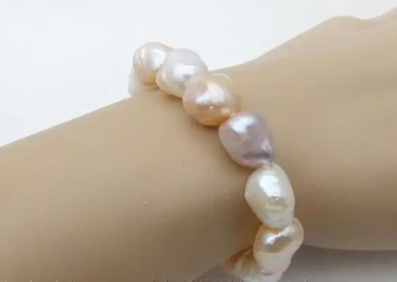 

7.5-8" 12-13MM NATURAL SOUTH SEA PINK MULTICOLOR PEARL BRACELET 28%