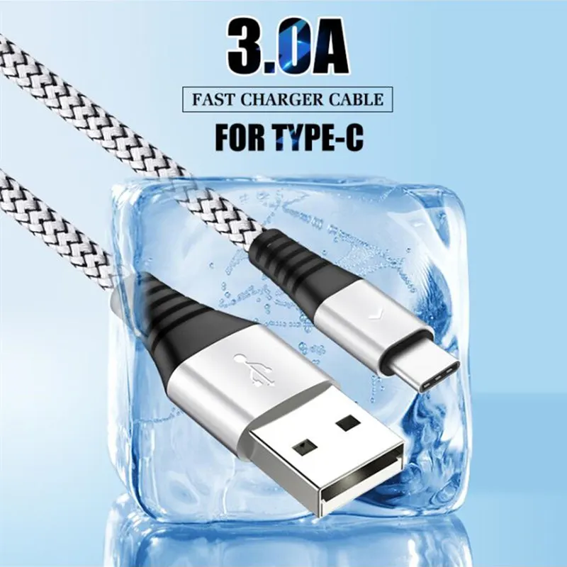 

3A Fast Charging LED Light Type C Cable Cord For Samsung S10 Xiaomi Mobile Phone Data Sync Charger Cable For Huawei Type-C Wire