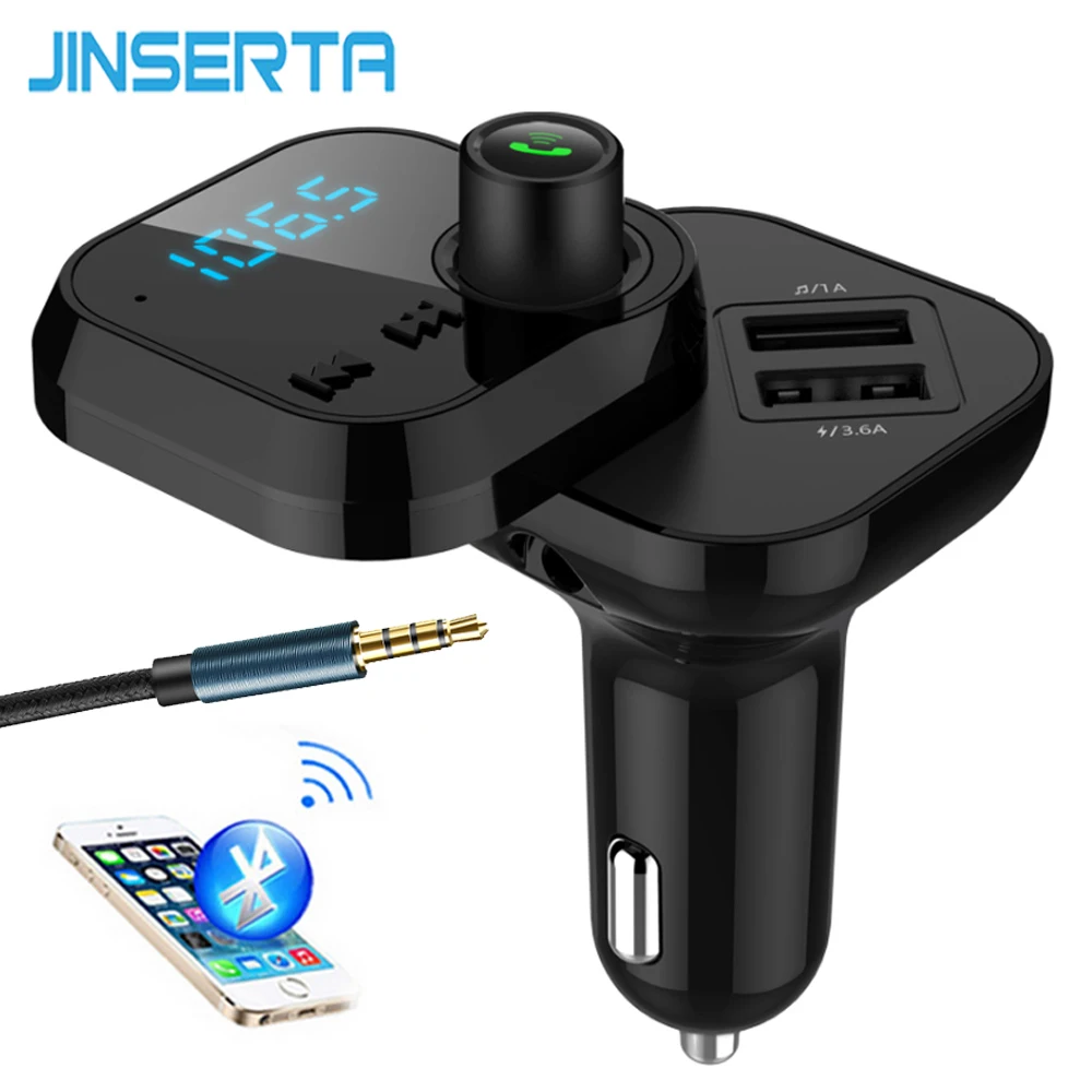 JINSERTA FM Modulator Bluetooth Car Kit Handsfree Audio Radio Music Mp3